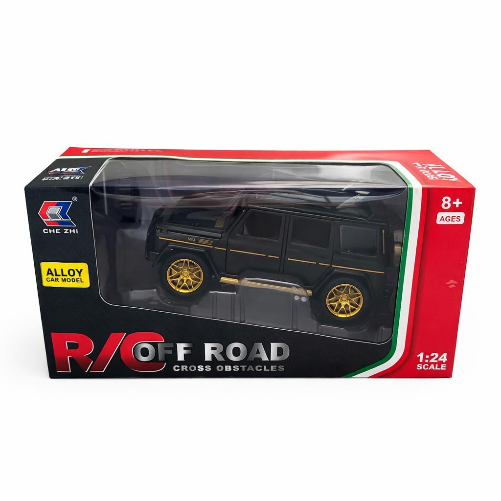 Masinuta SUV radiocomandata, model premium, scara 1:24, metal, negru cu auriu