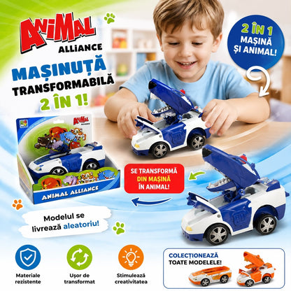 Mașinuță Transformabilă 2 în 1 Animal Alliance – Se Transformă în Animal, Model Aleatoriu