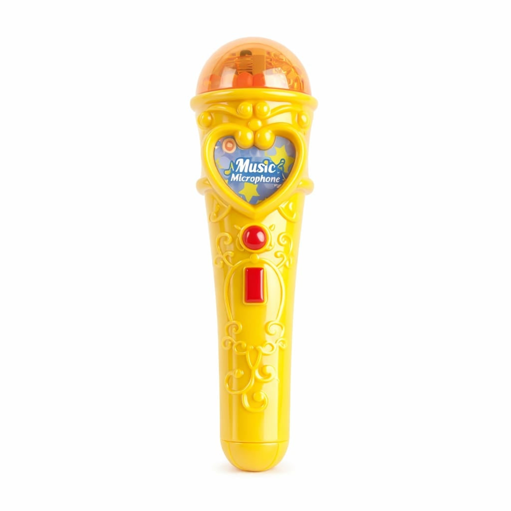Microfon karaoke copii cu lumini, conexiune telefon, reincarcabil, galben 29x18 cm