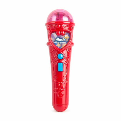 Microfon karaoke copii cu lumini, conexiune telefon, reincarcabil, rosu 29x18 cm