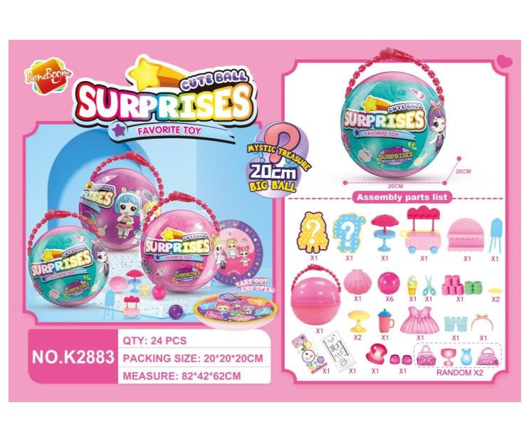 Minge surpriză interactivă BonBon, 22 jucării în interior, multicolor, diametru 20 cm