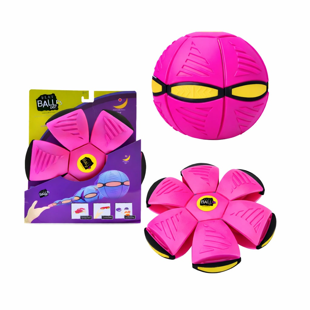 Minge zburatoare pliabila tip frisbee, transformare automata, jucarie interactiva copii, roz