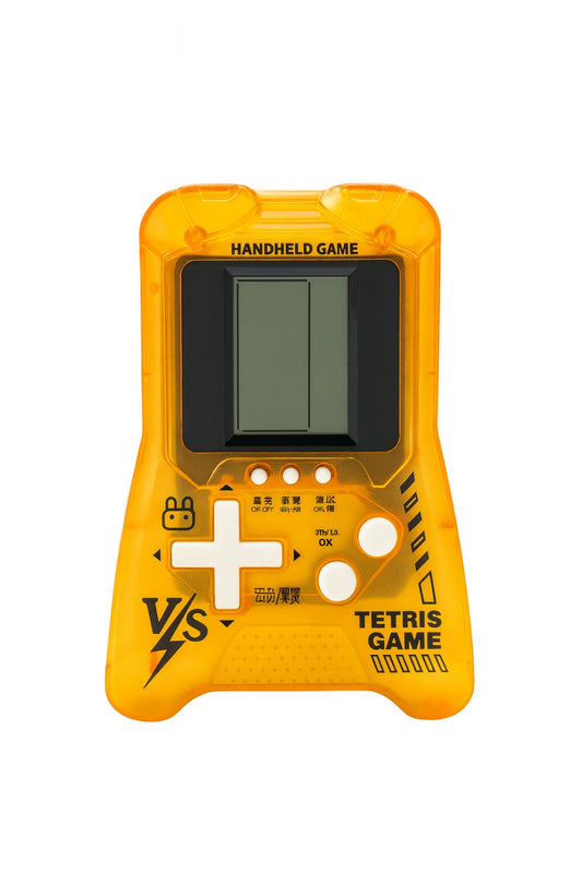Mini Consola Jocuri Puzzle Portocalie, Jocuri Tip Tetris, Portabila pentru Copii 3+