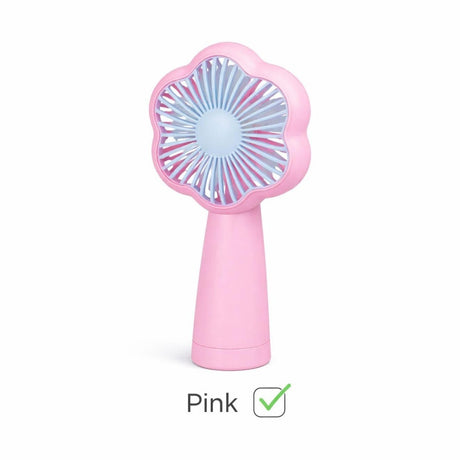 Mini ventilator portabil de mana, design floare, reincarcabil USB, roz