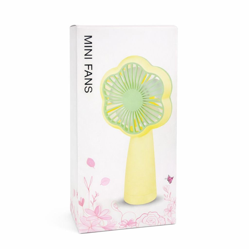 Mini ventilator portabil de mana, design floare, reincarcabil USB, roz