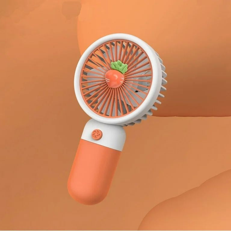 Mini ventilator portabil de mana, reincarcabil USB, 3 trepte viteza, portocaliu cu alb