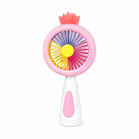Mini ventilator portabil pentru copii, reincarcabil USB, 3 viteze, model ananas, roz