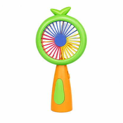 Mini ventilator portabil pentru copii, reincarcabil USB, 3 viteze, model ananas, portocaliu cu verde