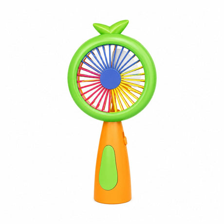 Mini ventilator portabil pentru copii, reincarcabil USB, 3 viteze, model ananas, portocaliu cu verde