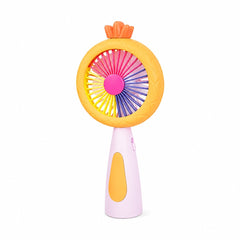 Mini ventilator portabil pentru copii, reincarcabil USB, 3 viteze, model ananas, portocaliu cu roz