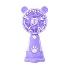 Mini Ventilator Portabil USB cu 3 Viteze, Suport Telefon si Baza, Model Urs, Mov