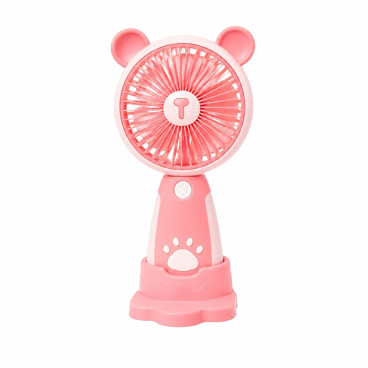 Mini Ventilator Portabil USB cu 3 Viteze, Suport Telefon si Baza, Model Urs, Roz