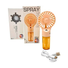 Mini ventilator spray multifunctional portabil 17cm cu racire si umidificare, 4 viteze, rezervor 6.5cm, USB,