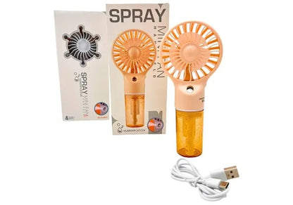 Mini ventilator spray multifunctional portabil 17cm cu racire si umidificare, 4 viteze, rezervor 6.5cm, USB,
