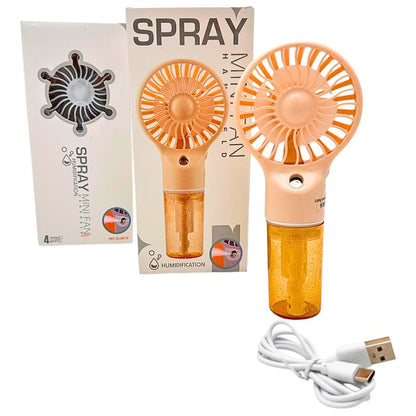 Mini ventilator spray multifunctional portabil 17cm cu racire si umidificare, 4 viteze, rezervor 6.5cm, USB,