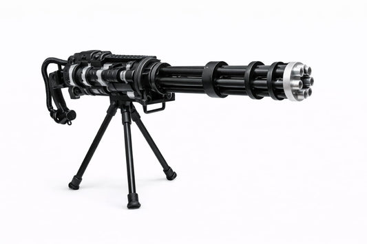 Mitraliere de jucarie rotativa cu trepied, model gatling, efecte luminoase
