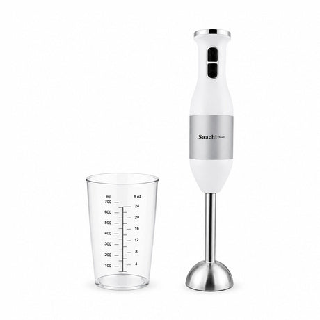 Mixer de mână 2 în 1 Saachi Plus, Plastic, Model HB-103, alb cu gri