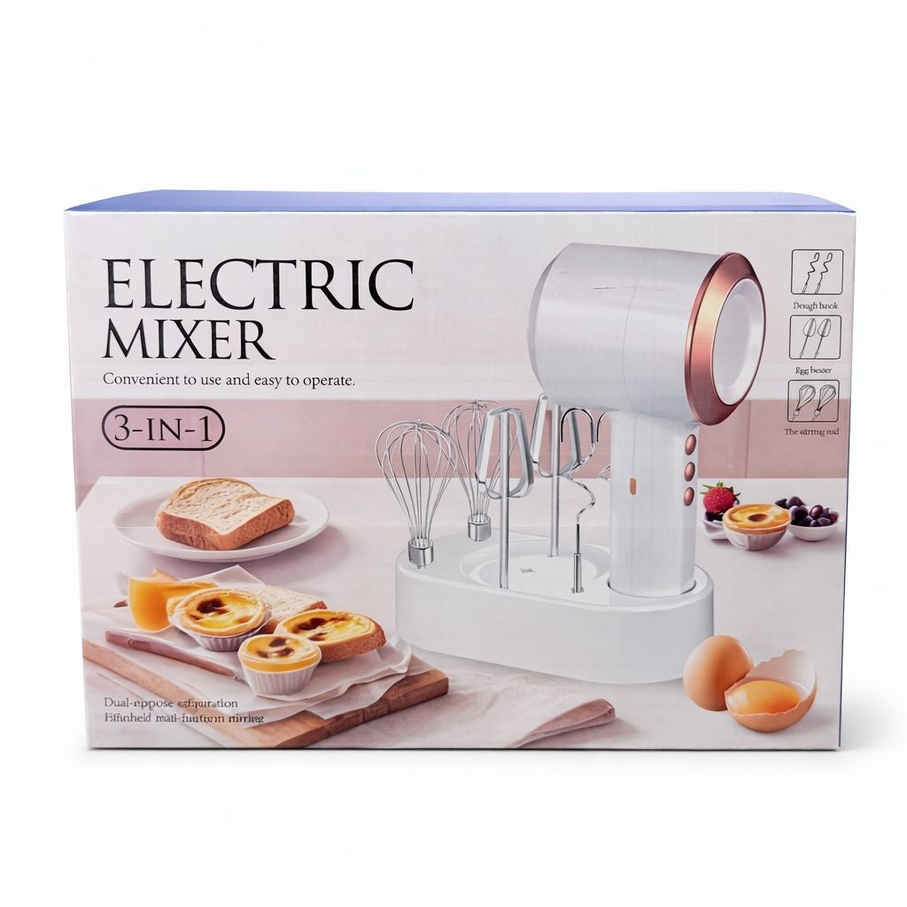 Mixer electric 3 in 1 cu suport si accesorii pentru mixare, batere si framantare