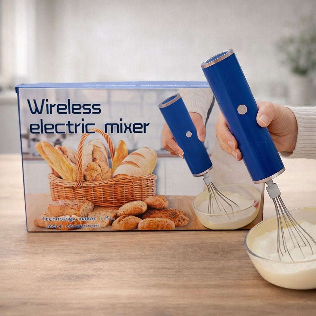 Mixer electric fără fir, portabil, din plastic Albastru, ideal pentru bucătărie
