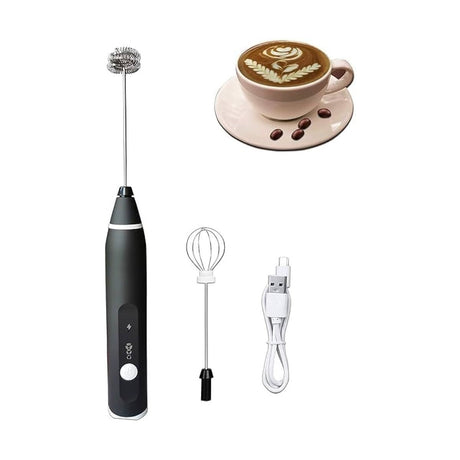 Mixer electric pentru cafea si spuma de lapte, reincarcabil USB, 3 viteze, 7500 RPM, negru