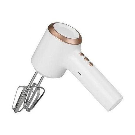 Mixer electric portabil 2 in 1 cu accesorii, reincarcabil USB, alb