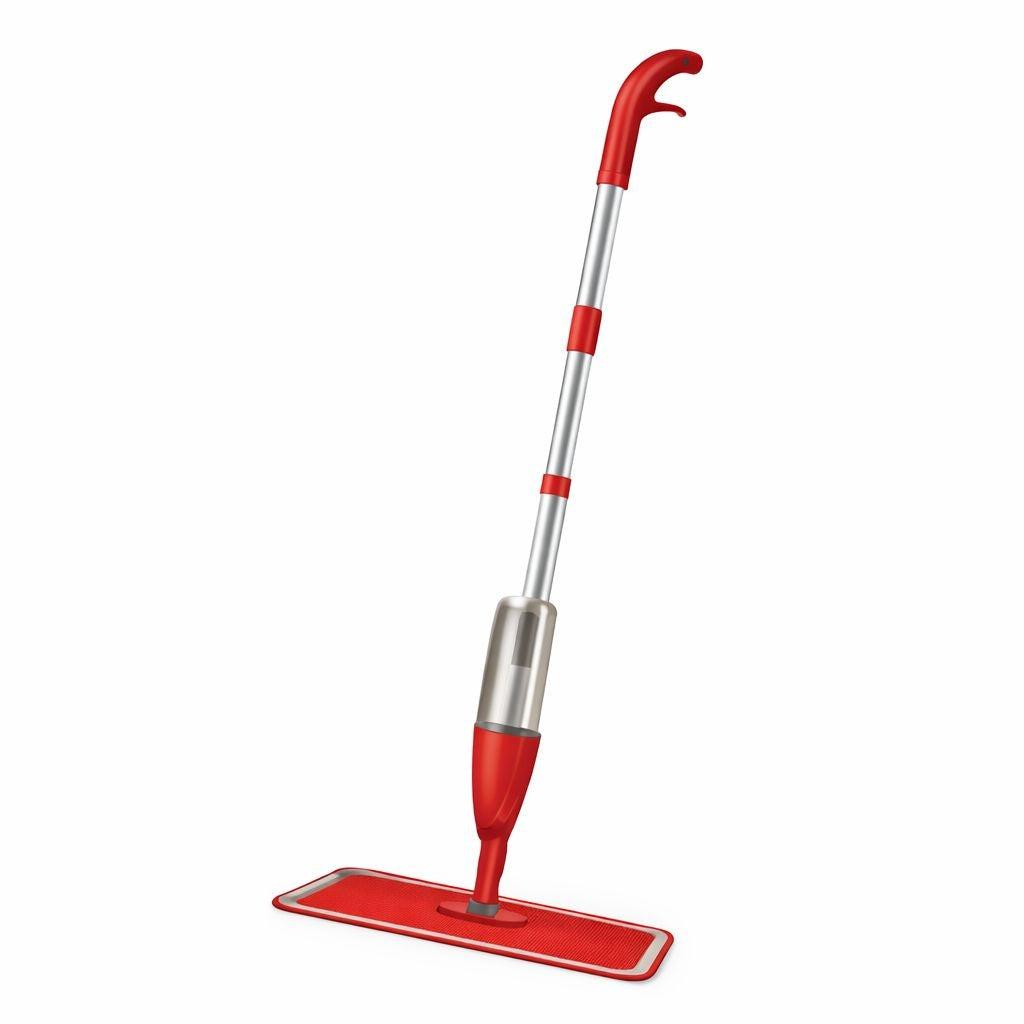 Mop plat cu pulverizator și rezervor integrat pentru curățarea rapidă a pardoselilor, Roșu