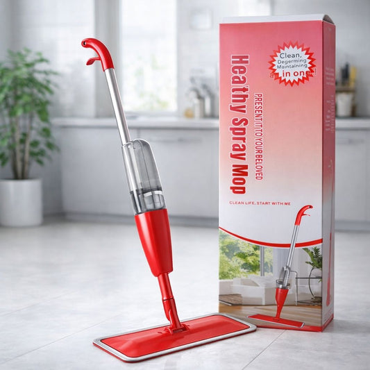 Mop plat cu pulverizator și rezervor integrat pentru curățarea rapidă a pardoselilor, Roșu