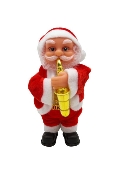 Mos Craciun muzical cu saxofon , figurina decorativa Craciun, 17cm