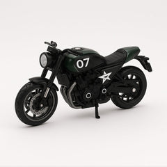 Motocicleta Metalica Die-Cast , Model Retro Military Verde Inchis, Nr. 07, 19x9 cm