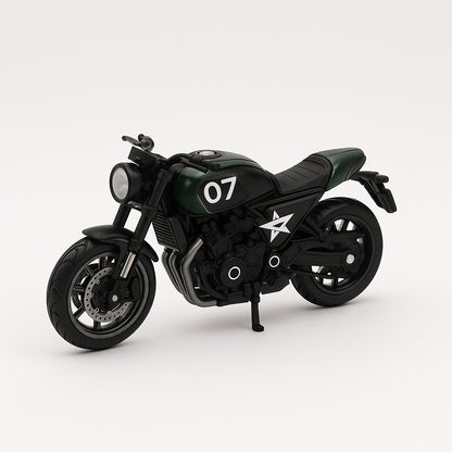Motocicleta Metalica Die-Cast , Model Retro Military Verde Inchis, Nr. 07, 19x9 cm