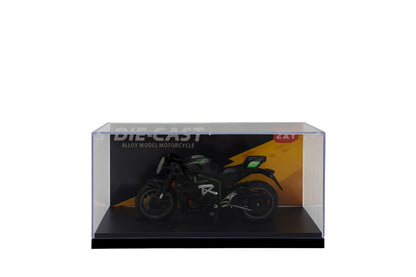 Motocicleta Metalica Die-Cast , Model Retro Military Verde Inchis, Nr. 07, 19x9 cm