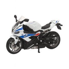 Motocicleta Metalica Die-Cast , Model Sport Alb, 19x9 cm, cu Vitrina Transparenta