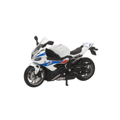 Motocicleta Metalica Die-Cast , Model Sport Alb, 19x9 cm, cu Vitrina Transparenta