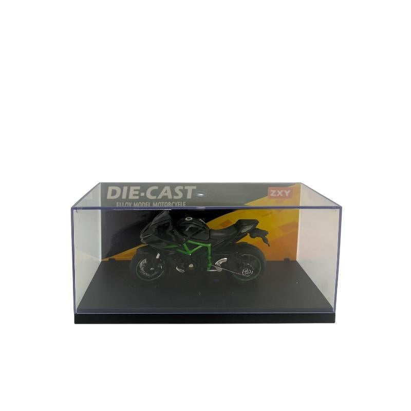 Motocicleta Metalica Die-Cast Model Sport H2R Verde Neagra , Scara 1:12 Lumini Sunete