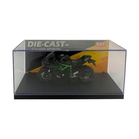 Motocicleta Metalica Die-Cast Model Sport H2R Verde Neagra , Scara 1:12 Lumini Sunete