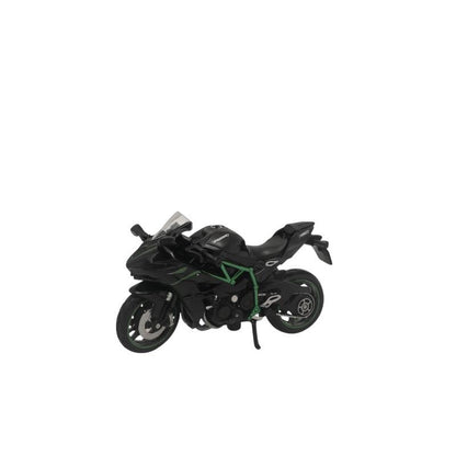 Motocicleta Metalica Die-Cast Model Sport H2R Verde Neagra , Scara 1:12 Lumini Sunete