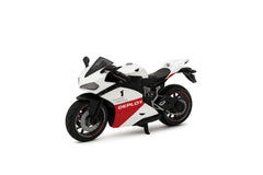 Motocicleta Metalica Die-Cast , Model Sport Racing Alb-Rosu, 19x9 cm