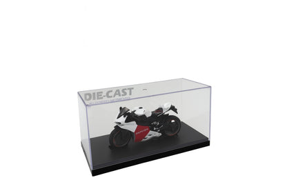 Motocicleta Metalica Die-Cast , Model Sport Racing Alb-Rosu, 19x9 cm