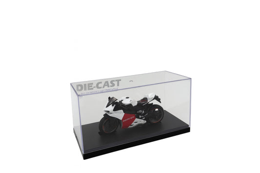 Motocicleta Metalica Die-Cast , Model Sport Racing Alb-Rosu, 19x9 cm