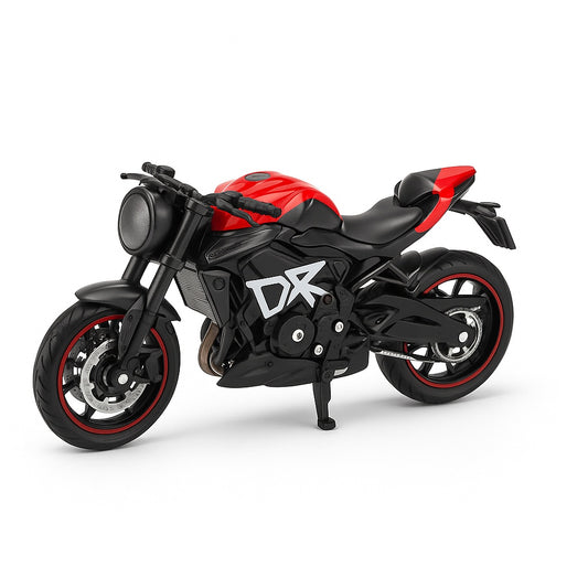 Motocicleta Metalica Die-Cast , Model Sport Rosu-Negru, 19x9 cm, cu Vitrina Transparenta