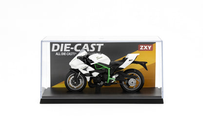 Motocicleta Metalica Die-Cast ZXY , Model Sport, 19x9 cm, cu Vitrina Transparenta