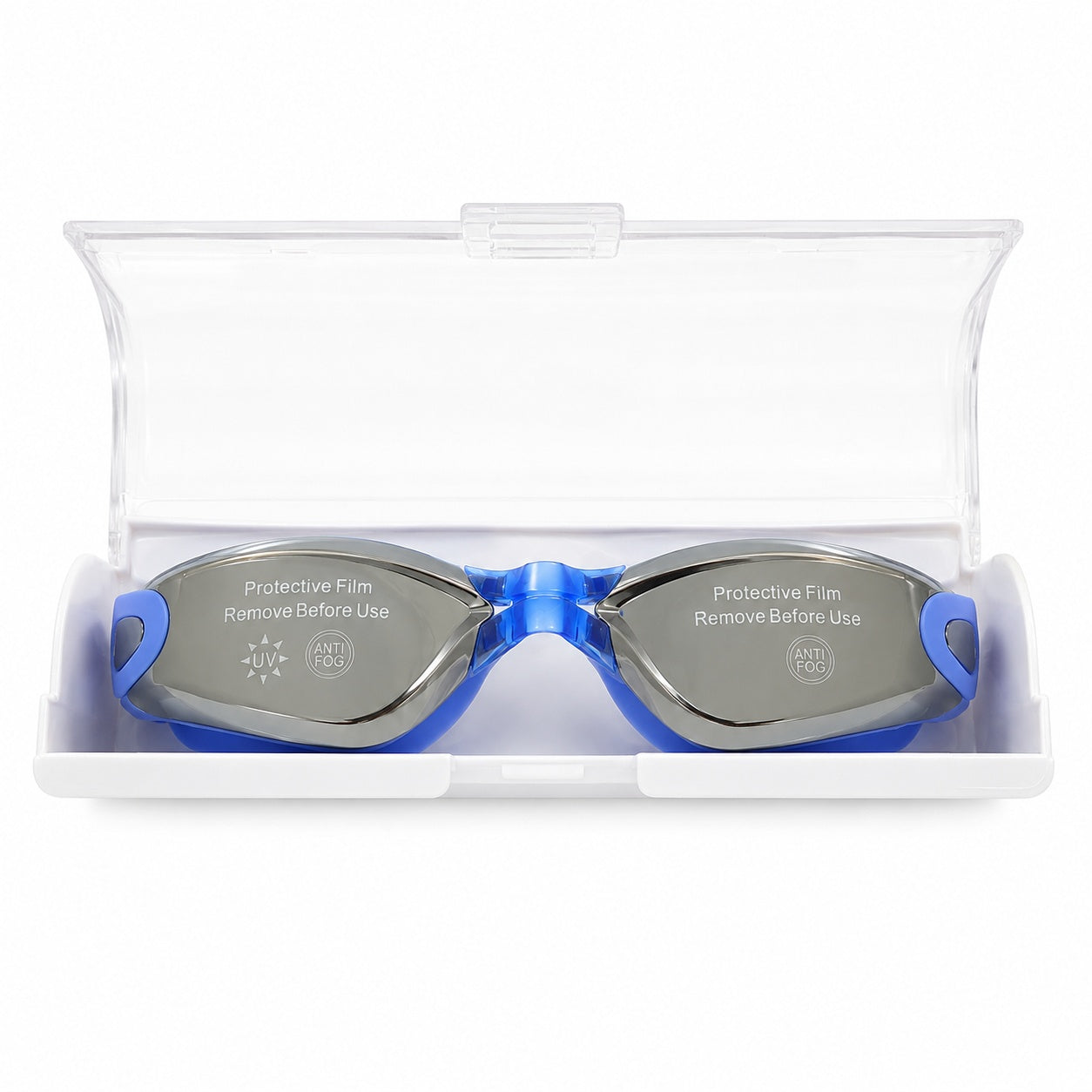 Ochelari de inot copii albastri reglabili cu dopuri de urechi din silicon anti-fog UV