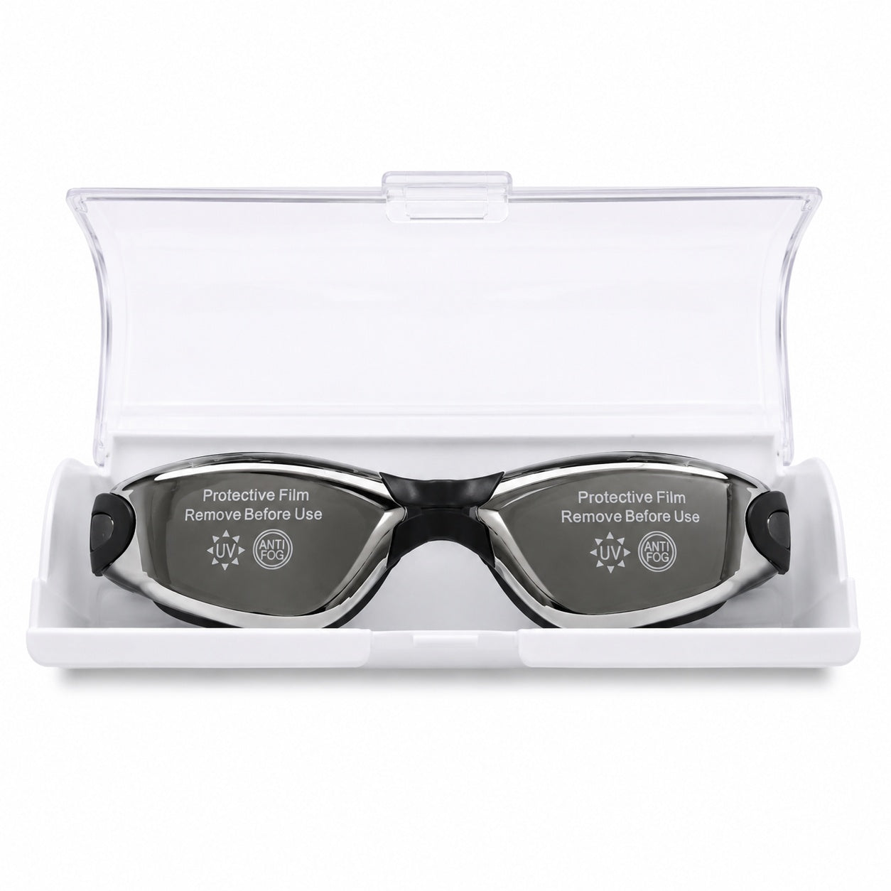 Ochelari de inot copii negri reglabili cu dopuri de urechi silicon anti-fog UV