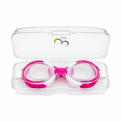 Ochelari de inot copii roz-alb, reglabili, cu dopuri urechi silicon transparent