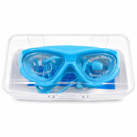 Ochelari de Inot pentru Copii Reglabili cu Dopuri de Urechi din Silicon Anti-Fog UV bleu