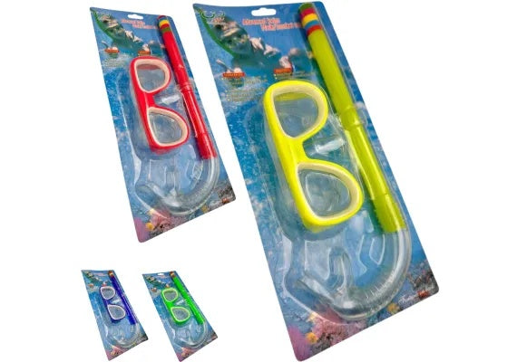 Ochelari inot copii cu tub respirator 30x12.5 cm , Snorkel si masca 14x6.5 cm , Culori variate , Pentru piscina si mare ,