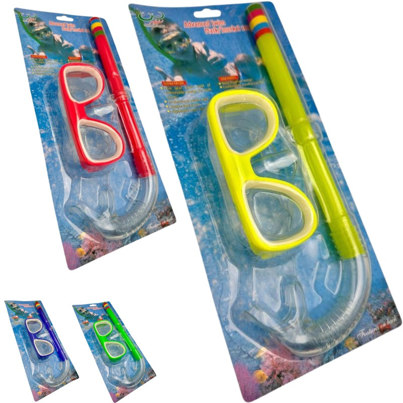 Ochelari inot copii cu tub respirator 30x12.5 cm , Snorkel si masca 14x6.5 cm , Culori variate , Pentru piscina si mare ,