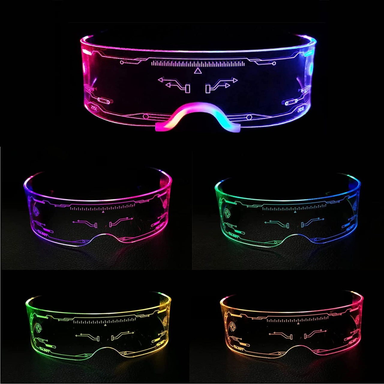 Ochelari LED Futuristi , 7 Moduri Luminoase, Party, Festival, Club, Cosplay