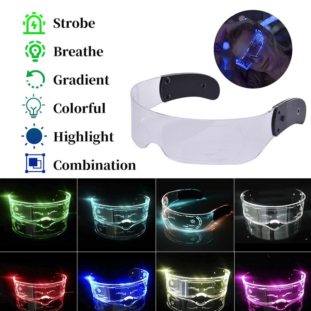 Ochelari LED Futuristi , 7 Moduri Luminoase, Party, Festival, Club, Cosplay