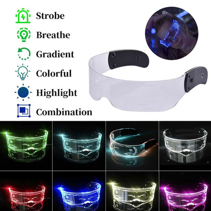 Ochelari LED Futuristi , 7 Moduri Luminoase, Party, Festival, Club, Cosplay